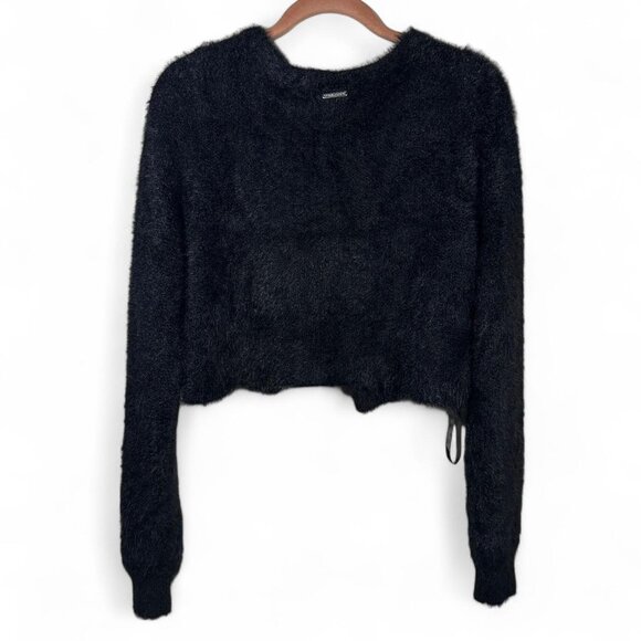 Fabletics Mini Crop Cardigan in Faux Mohair Black - Picture 6 of 6